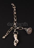 cca 1860 Ezüst násfa (amulett) molnár céh(?) pecsétnyomójával valamint okkult szimbolumokkal: fityiszt mutató és szívet tartó kéz. / Silver amulet with occult symbols 38,6 g