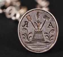 cca 1860 Ezüst násfa (amulett) molnár céh(?) pecsétnyomójával valamint okkult szimbolumokkal: fityis...