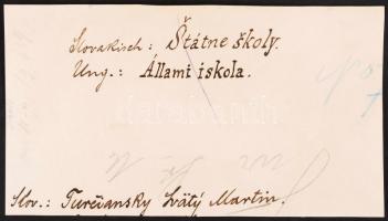 cca 1910 Túrócszentmárton Állami Iskola fotó 16x9 cm