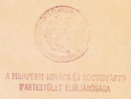 1909 A Budapesti Kovács és Kocsigyártó Ipartestület tagsági díj könyvecskéje