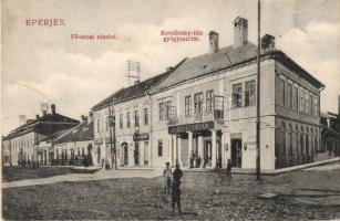 Eperjes, Fő utca, Kovaliczky-féle gyógyszertár, Müller Herman, Bakay Ferenc és Paszternák Manó üzletei, kiadja Dival Károly fia / street, pharmacy, shops (EK)