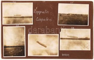 1930 A Zeppelin léghajó Csepelen 7 db fotó albumlapon 8x6 cm-es fotók / Zepppelin in Budapest 7 photos
