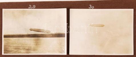 1930 A Zeppelin léghajó Csepelen 7 db fotó albumlapon 8x6 cm-es fotók / Zepppelin in Budapest 7 phot...