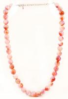 Rózsaszín nefrit gyöngysor, h: 40 cm / Pink nephrite necklet, 40 cm