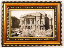 cca 1930-1940 Régi Nemzeti Színház, üvegezett keretben, 14x9 cm