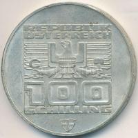 Ausztria 1976. 100Sch Ag "Innsbruck - XII. Téli olimpia / Épületek és olimpiai logó" T:2-
...