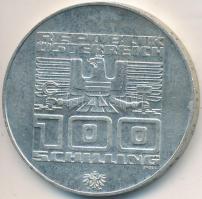 Ausztria 1976. 100Sch Ag "Innsbruck - XII. Téli olimpia / Épületek és olimpiai logó" T:2-
...