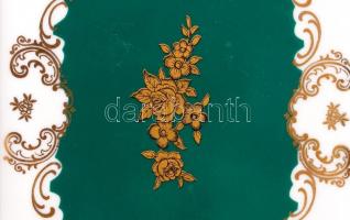 GDR aranyozott virágmintás porcelán süteményes tál, hibátlan, jelzett, 38x15 cm