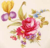 Schönwald virágos porcelán süteményes kínáló készlet, 6 db kistányér, hibátlan, jelzett, d: 17 cm