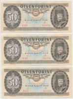1989. 50Ft (4x) egymás utáni sorszámmal és nyomdai papírránccal T:I