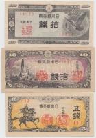 Japán 1944. 5S + 10S + 1947. 10S T:II,III Japan 1944. 5 Sen + 10 Sen + 1947. 10 Sen C:XF,F