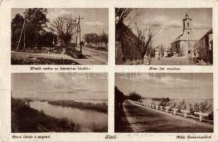 Süttő, Hősök szobra az ötszáz éves hársfával, Római katolikus templom, Duna, műút