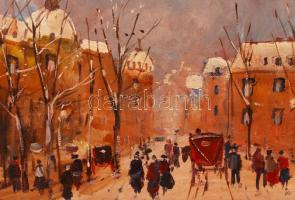 Bánfi jelzéssel: Téli utcarészlet. Olaj, farost, jelzett, 29x39 cm