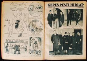 1937 A Képes Pesti Hírlap képes melléklet teljes évfolyama, sérült egészvászon kötésben
