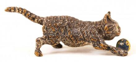 Antik mini bronz macska figura / Miniature bronze cat figure 6 cm