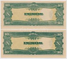 Fülöp-szigetek/II. világháború/japán megszállás 1943. 10P (2x) sorszámkövetők T:I-
Philippines/Japan...