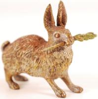Antik mini bronz nyúl figura / Miniature bronze rabbit figure 5x4 cm