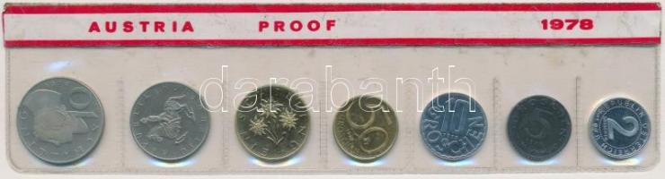 Ausztria 1978. 2Gr-10Sch 7db-os nejlon tokos forgalmi sor T:PP Austria 1978. 2 Groschen - 10 Schilling with (7pcs) collector set in original case C:PP