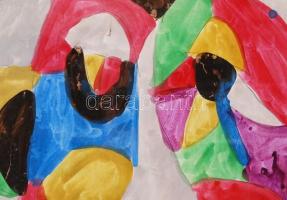 Németh Miklós (1934-2012): Maszk. Vízfesték, papír, üvegezett keretben, 40x31 cm