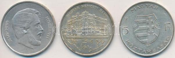 1947. 5Ft Ag "Kossuth" (2x) + 1993. 200Ft Ag "MNB" T:2,2-