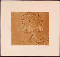 Vanek jelzéssel: Iványi-Grünwald Béla. Szén, papír, jelzett, paszpartuban, 18x16 cm