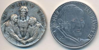 Vatikán 1975. "Róma jubileumi éve" fém emlékérem (34mm) + Lengyelország DN "II.János Pál pápa - Jasna Góra" ffém emlékérem (35mm) T:2