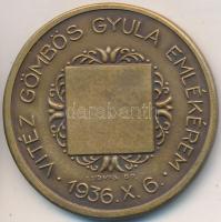 1943. "Vitéz Gömbös Gyula Emlékérem / Becsülettel a Haázáért MOVE" Br díjérem (40mm) szala...