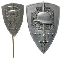 1914-1918. "Országos Frontharcos Szövetség" jelvénye és miniatűr jelvénye Szign: Berán N. T:2 Hungary 1914-1918. "Hungarian Front Fighters Association" tombac badge and miniature badge, sign.: Nándor Berán C:XF