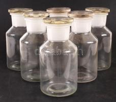 6 db dugós csiszolt öblösüveg, m: 21 cm