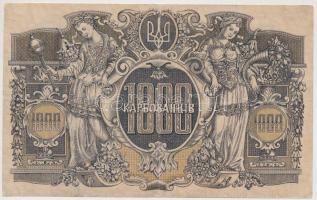 Ukrajna/Autonóm Köztársaság/Államkincstári kiadás 1918. 1000K T:III  Ukraine/Autonomous Republic/State Treasury Notes 1918. 1000 Karbovantsiv C:F