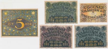 Nagyszőllős 1919. 50f, 1K, 2K, 3K, 5K "Ugocsai Világítási Rt." értékjegy T:I