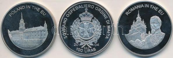 Máltai Lovagrend 2004. 100L 3klf darabja T:PP Sovereign Order of Malta 2004. 100 Liras 3pcs of different type C:PP