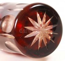 Rubinvörös üveg váza, többrétegű, csiszolt, hámozott, hibátlan, m:30 cm, d:8 cm