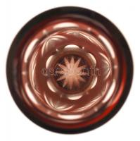 Rubinvörös üveg váza, többrétegű, csiszolt, hámozott, hibátlan, m:30 cm, d:8 cm