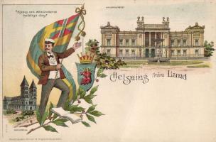 Lund, University, cathedral, Studentica, litho (fa)