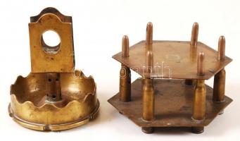 Régi réz töltényből készült hamutartó, m: 17 cm