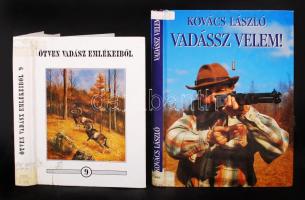 2 db vadászattal kapcsolatos könyv-Kovács László: Vadássz velem!; Tálosi István(szerk.): Ötven vadász emlékeimből 9. Kiadói kartonált kötés, kissé kopottas állapotban.