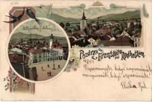 1899 Frenstát pod Radhostem, Námestí / main square, litho