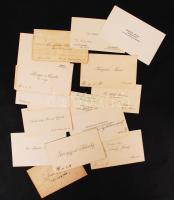 cca 1890-1920 17 db régi névjegykártya, többek között Heckenast Gusztáv, Jancovius Kálmán (Franklin-Társulat cégvezetője) névjegyével