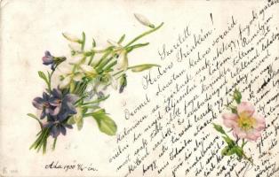 Floral litho greeting card (EK)