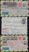 Brasilia, Uruguay 3 airmail cover to Hungary from 1950 years, Brazília, Uruguay 3 db légi posta levél Magyarországra az 1950-es évekből