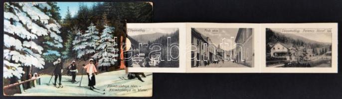 Körmöcbánya, Téli sport (belül vasútállomás) / winter sports, leporellocard (with the railway station)