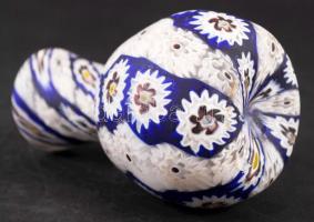Többrétegű muránói millefiori üvegváza, hibátlan, m: 10 cm