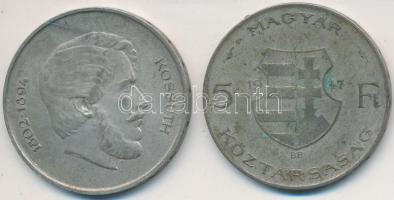 1947. 5Ft Ag "Kossuth" (2x) T:2-,3 Adamo F8.1