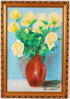 Barkóczi jelzéssel: Virágcsendélet. Olaj, farost, keretben, 60×40 cm