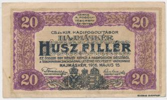 Hajmáskér/hadifogolytábor 1916. 20f római sorozat és arab sorszámozás MS jelzéssel T:III