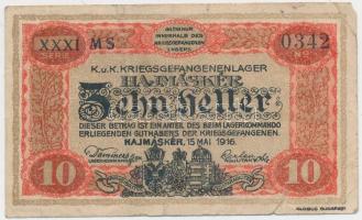 Hajmáskér/hadifogolytábor 1916. 10f római sorozat és arab sorszámozás MS jelzéssel T:III,III-
