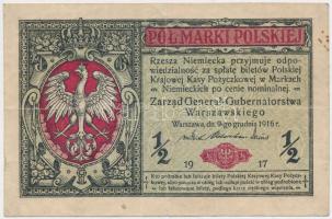 Lengyelország/német megszállás 1917. 1/2M T:III Poland/German occupation 1917. 1/2 Mark C:F