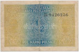 Lengyelország/német megszállás 1917. 1/2M T:III
Poland/German occupation 1917. 1/2 Mark C:F