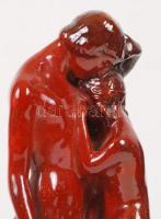 Zsolnay Orfeusz és Euridiké, ökörvérmázas, sérült, jelzett, formaszám: 8819, m:28 cm